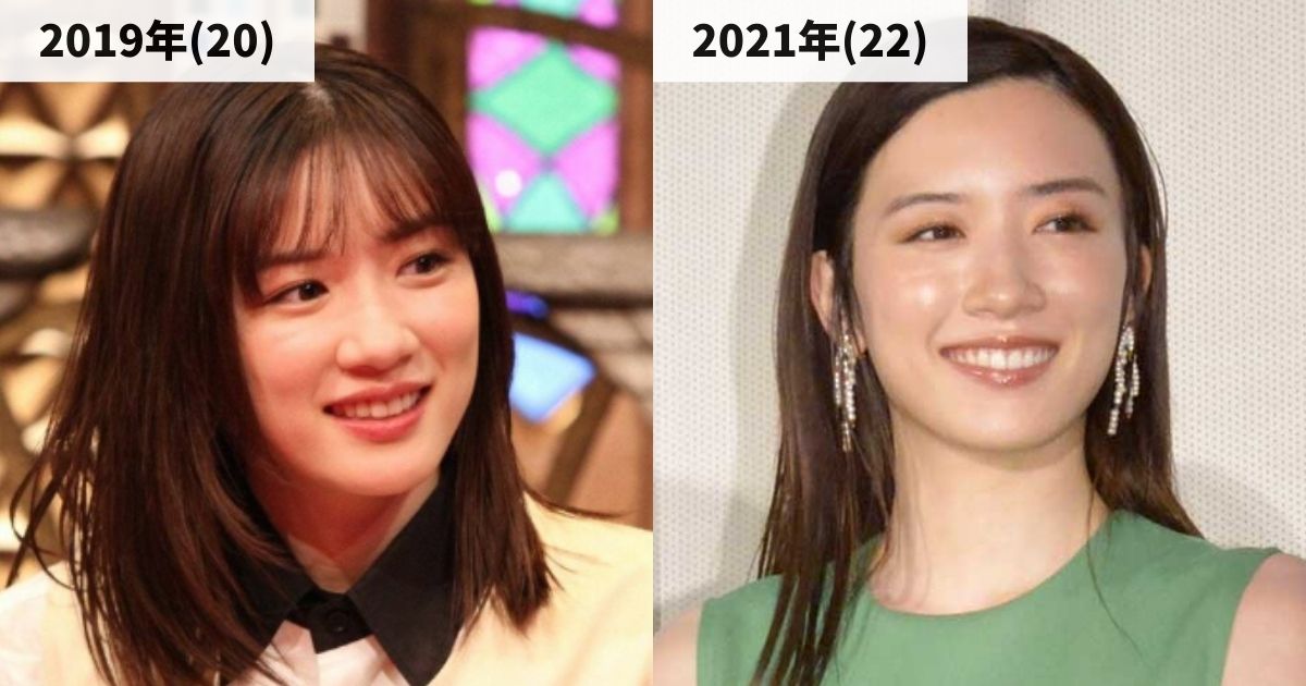 20歳の時と22歳の時の永野芽郁さんの鼻の比較画像
