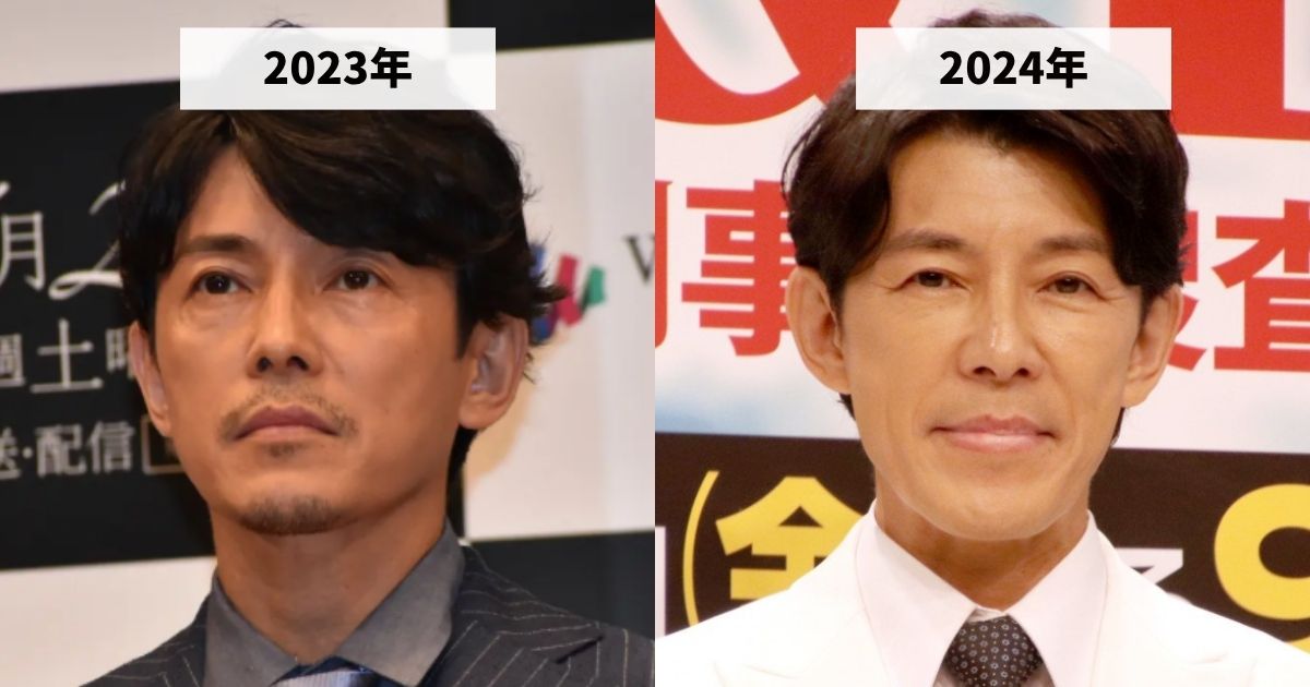 2023年と2024年の藤木直人さんの顔の比較画像