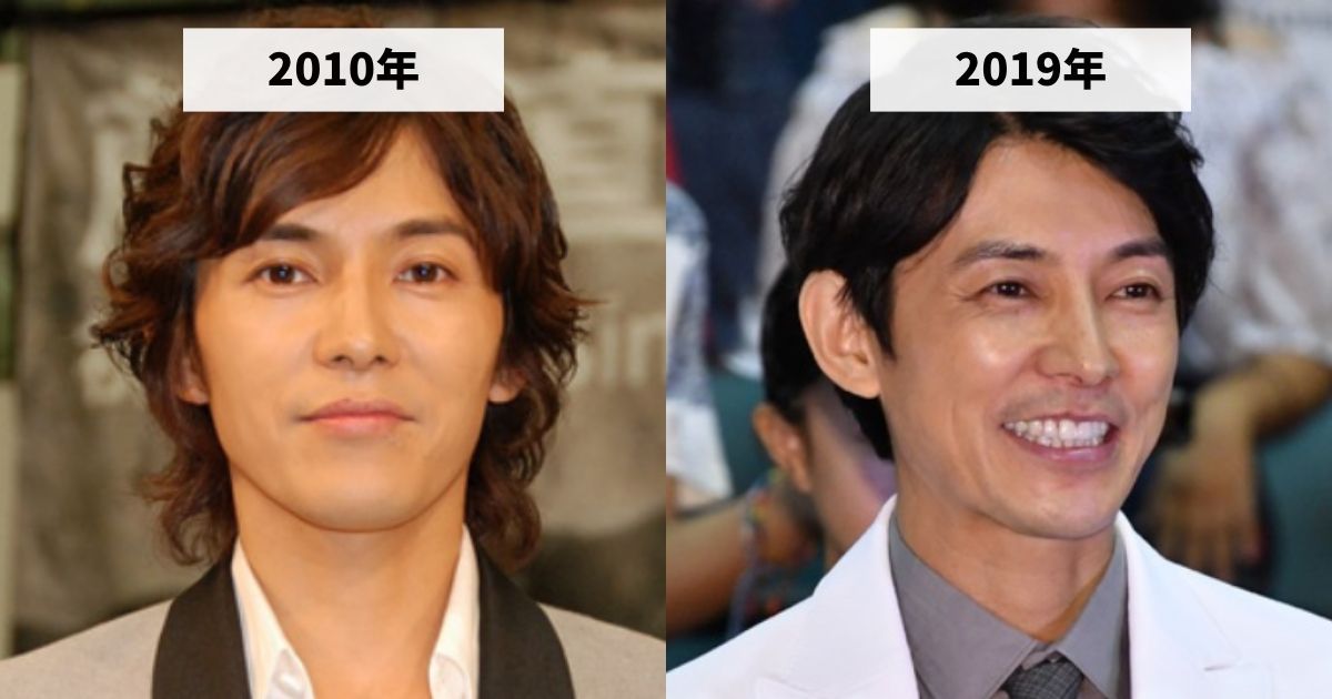 2010年と2019年の藤木直人さんの顔の比較画像