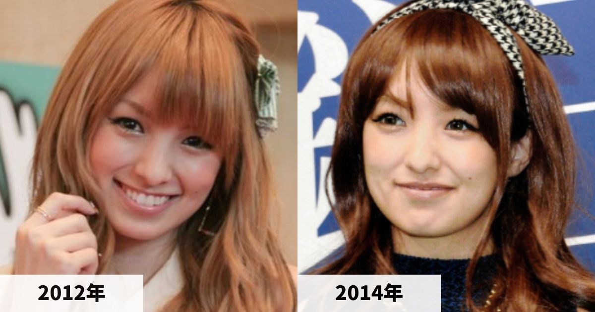 2012年と2014年の南明奈さんの顔の大きさの比較画像
