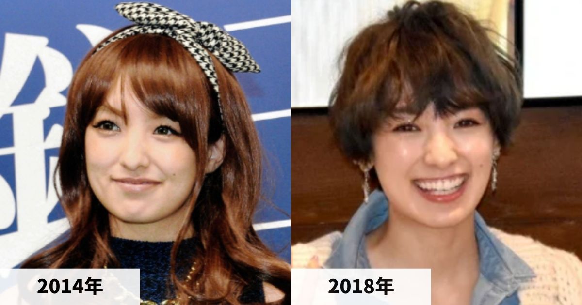 2014年と2018年の南明奈さんの顔の大きさの比較画像