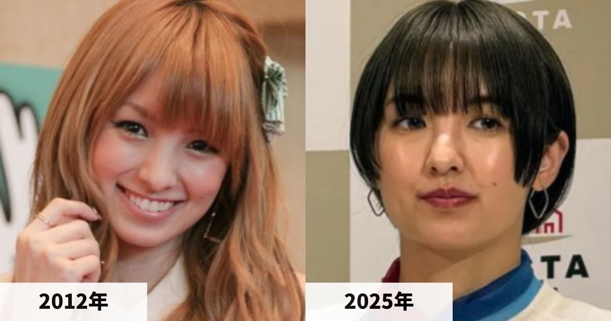 2012年と2025年の南明奈さんの顔の比較画像