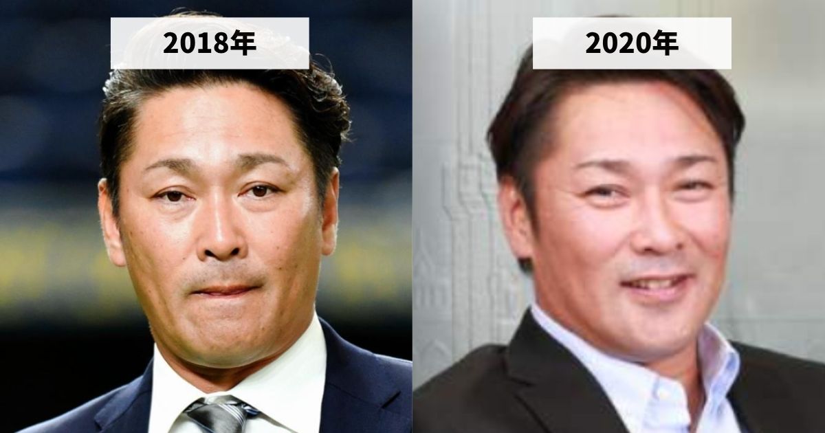 2018年と2020年の元木大介さんの顔の大きさの比較画像
