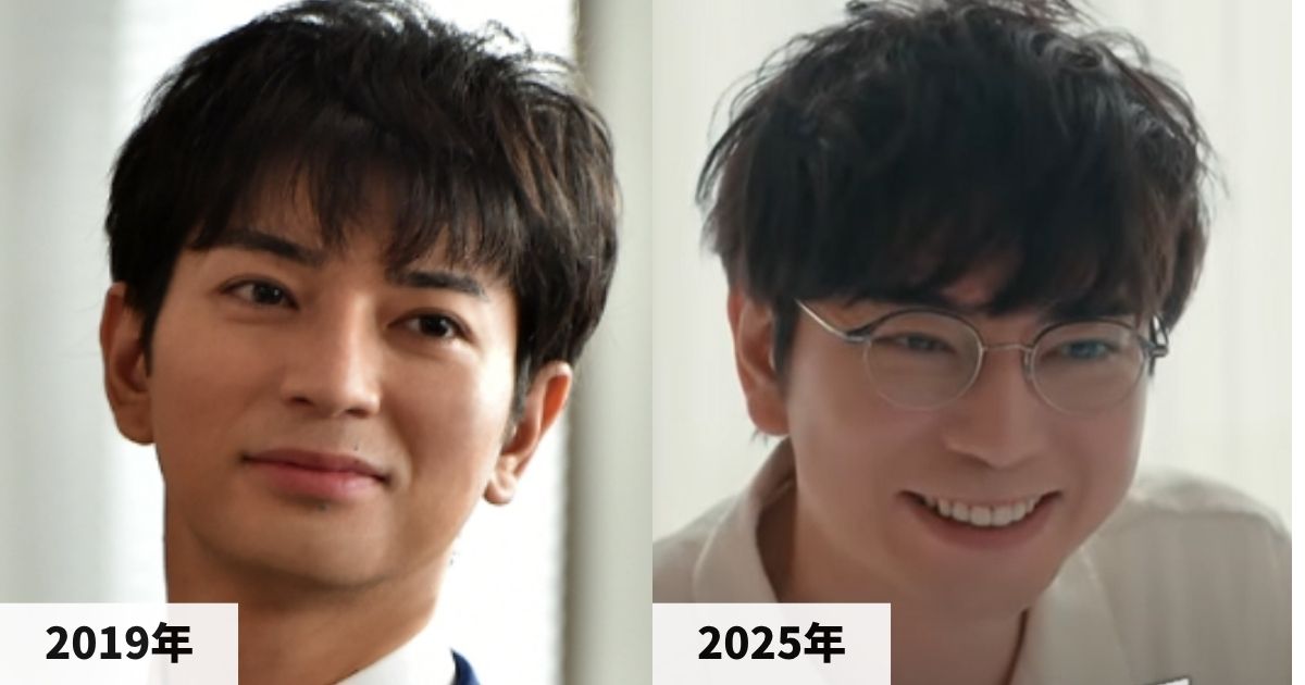 2019年と2025年の松本潤さんの顔の画像比較