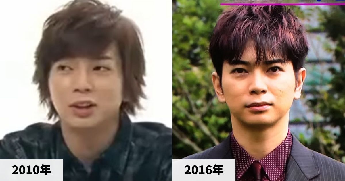 2010年と2016年の松本潤さんの顔の大きさの画像比較