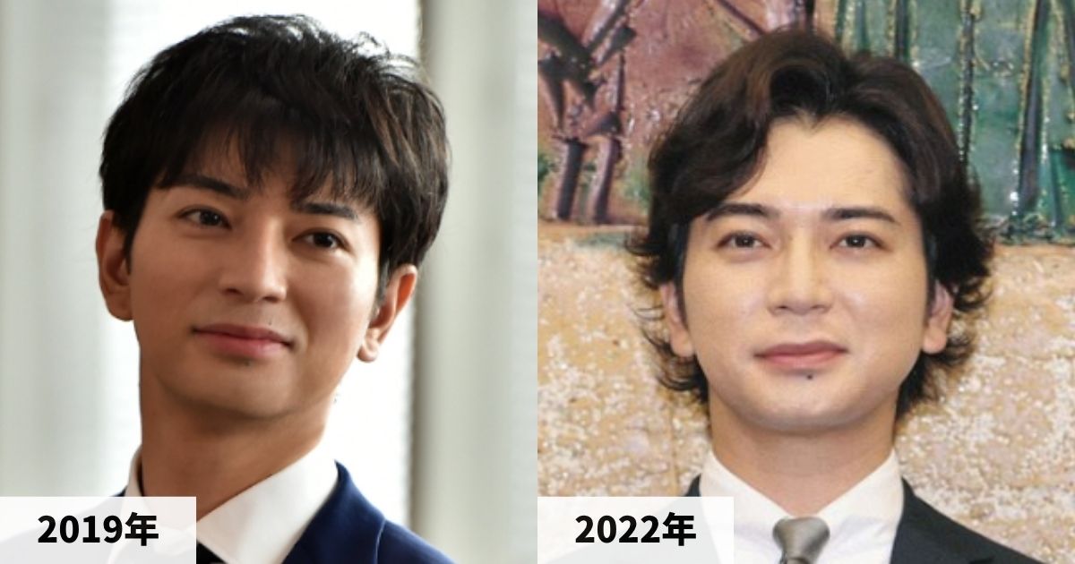 2019年と2022年の松本潤さんの顔の大きさの画像比較