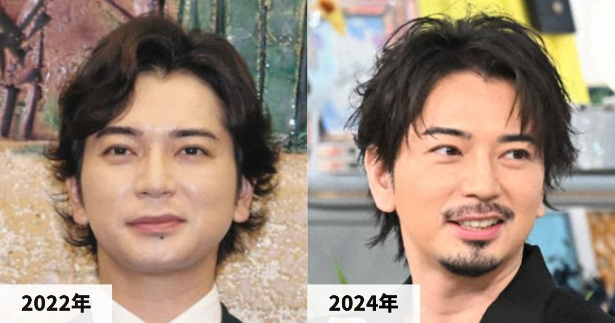 2022年と2024年の松本潤さんの顔の大きさの画像比較