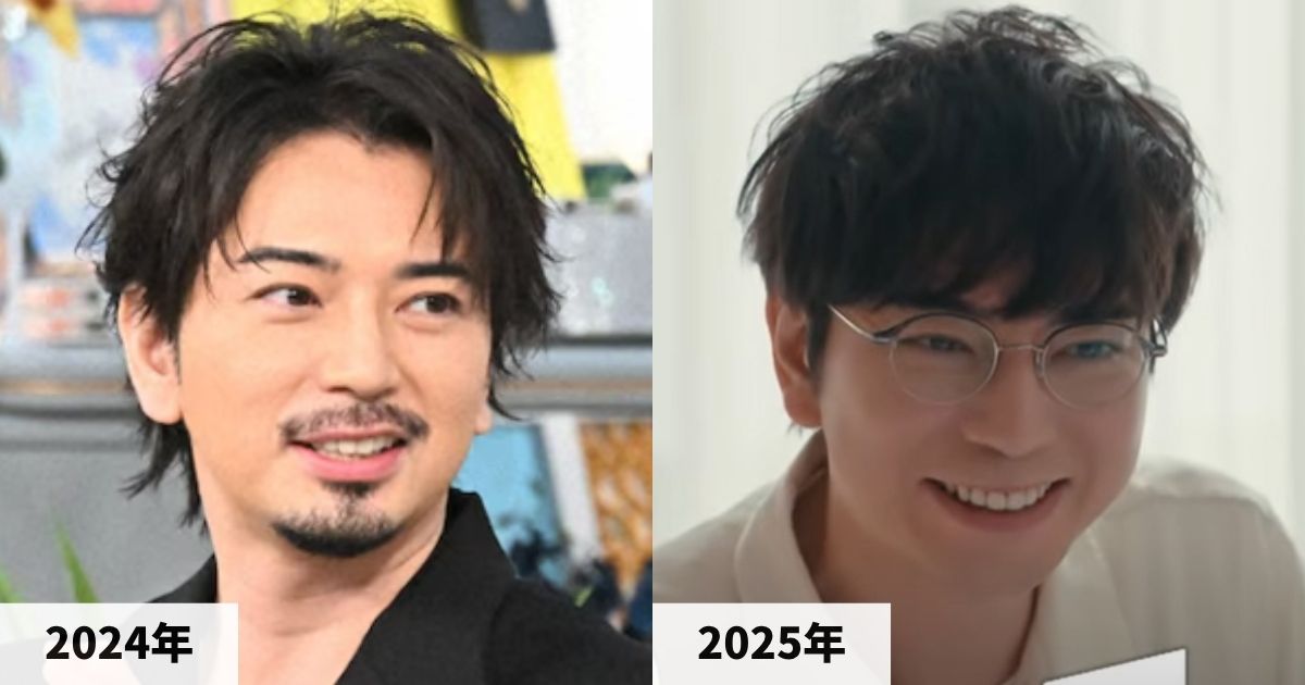 2024年と2025年の松本潤さんの顔の大きさの画像比較