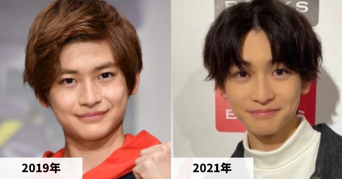 2019年と2021年の高橋文哉さんの顔の比較画像