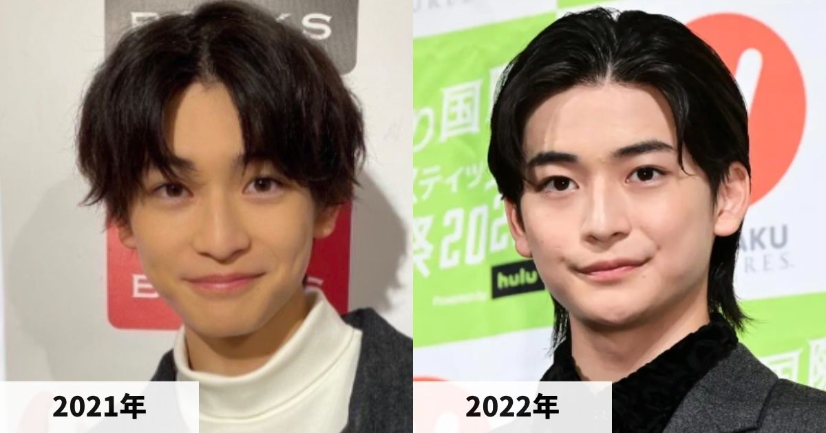 2021年と2022年の高橋文哉さんの顔の大きさの比較画像