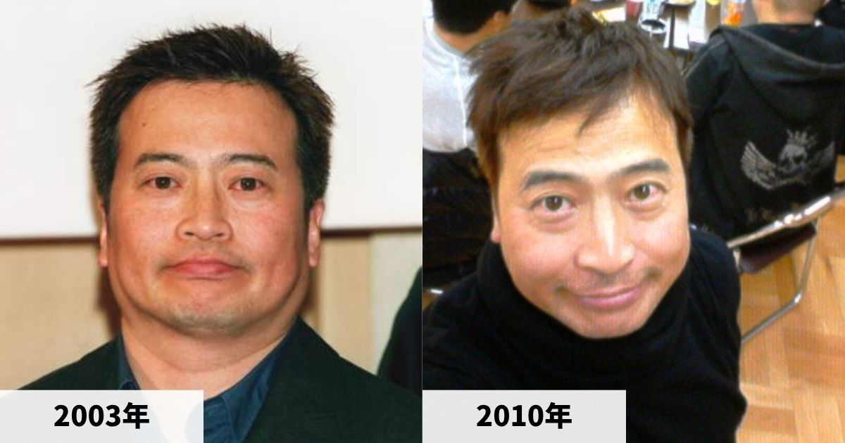 2003年と2010年のラサール石井さんの顔の比較画像