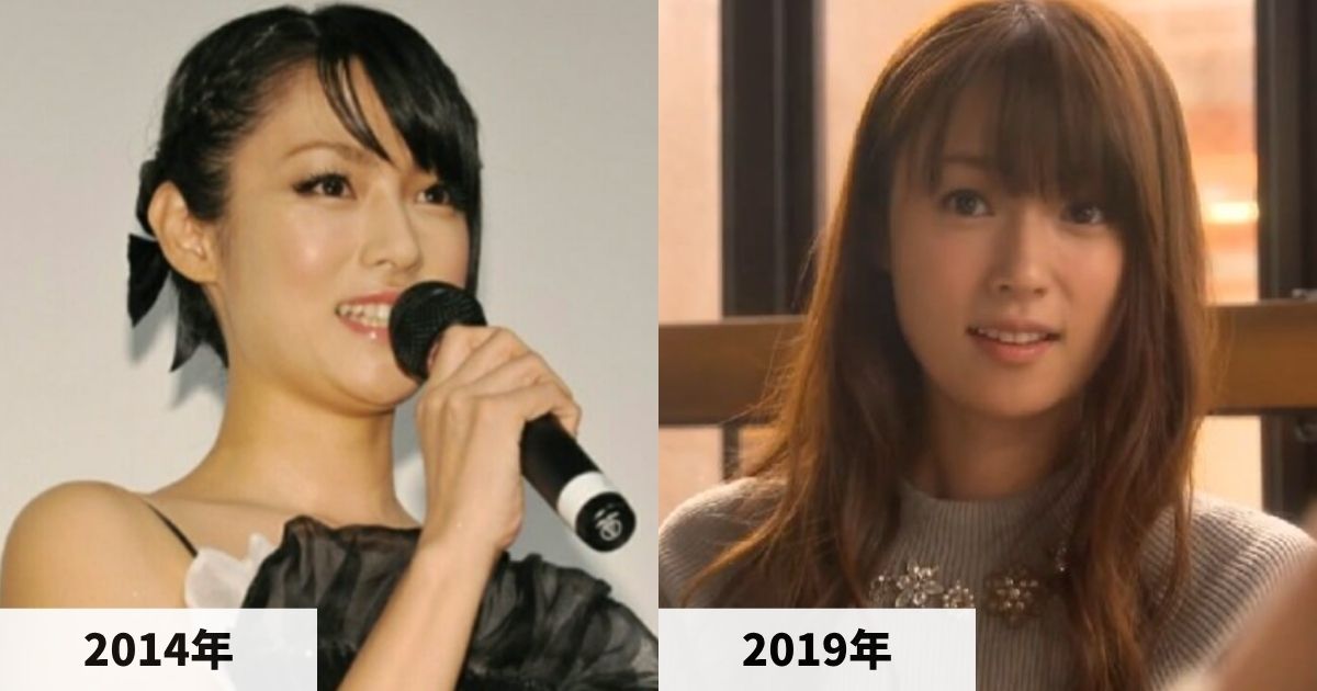 2014年と2019年の深田恭子さんの顔の比較画像