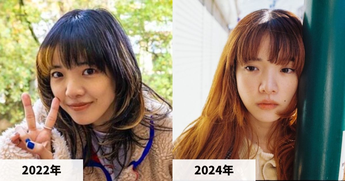 2022年と2024年のあいみょんさんの顔の比較画像