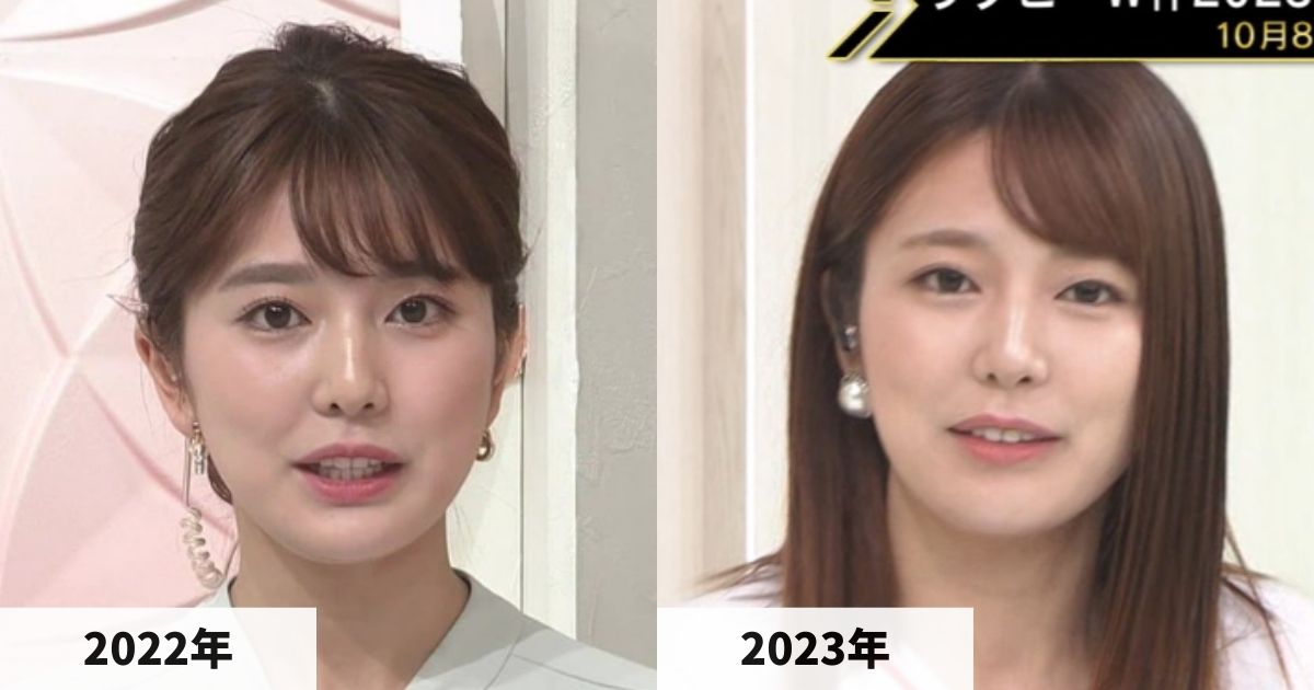 2022年と2023年の黒田みゆアナの顔の比較画像