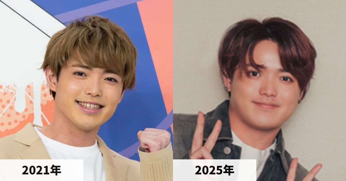 2021年と2025年のトラジャ吉澤閑也さんの顔の比較画像