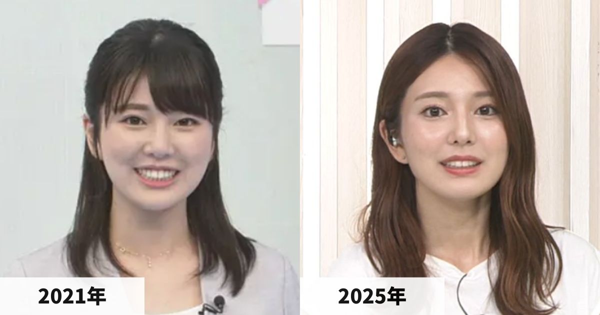 2021年と2025年の黒田みゆアナの顔の比較画像