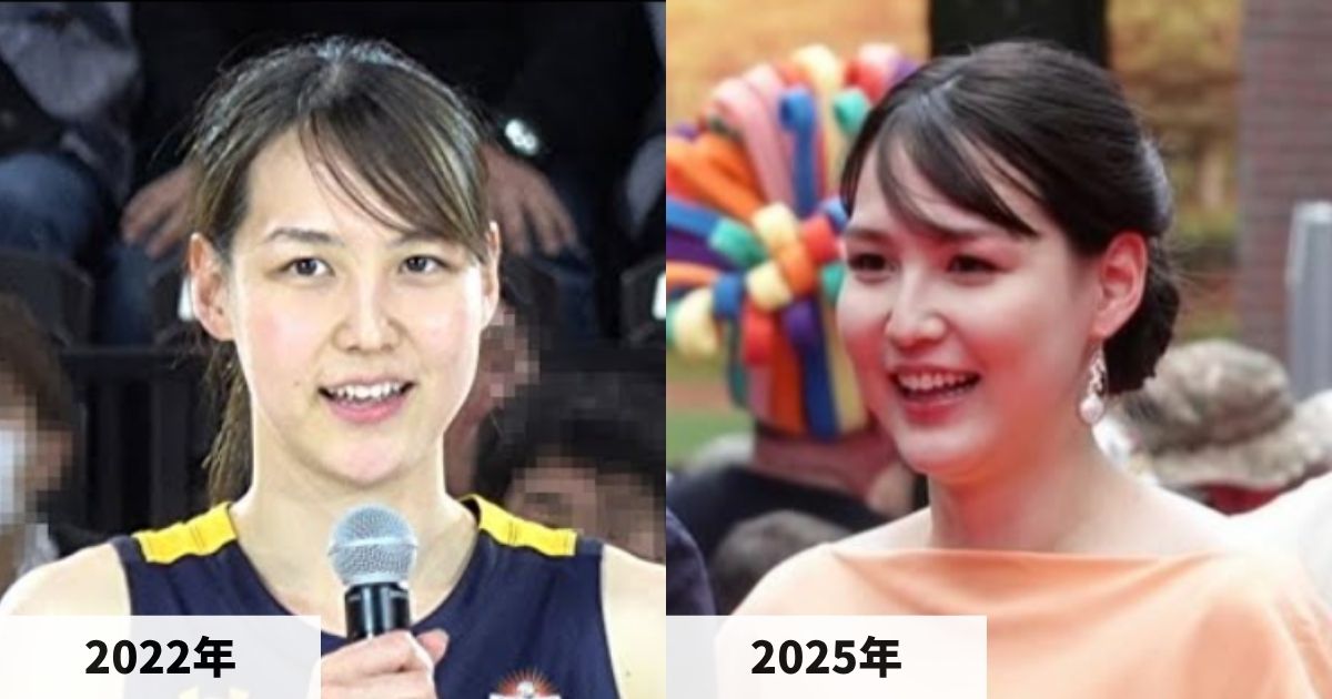 2022年と2025年の真美子夫人の顔の比較画像
