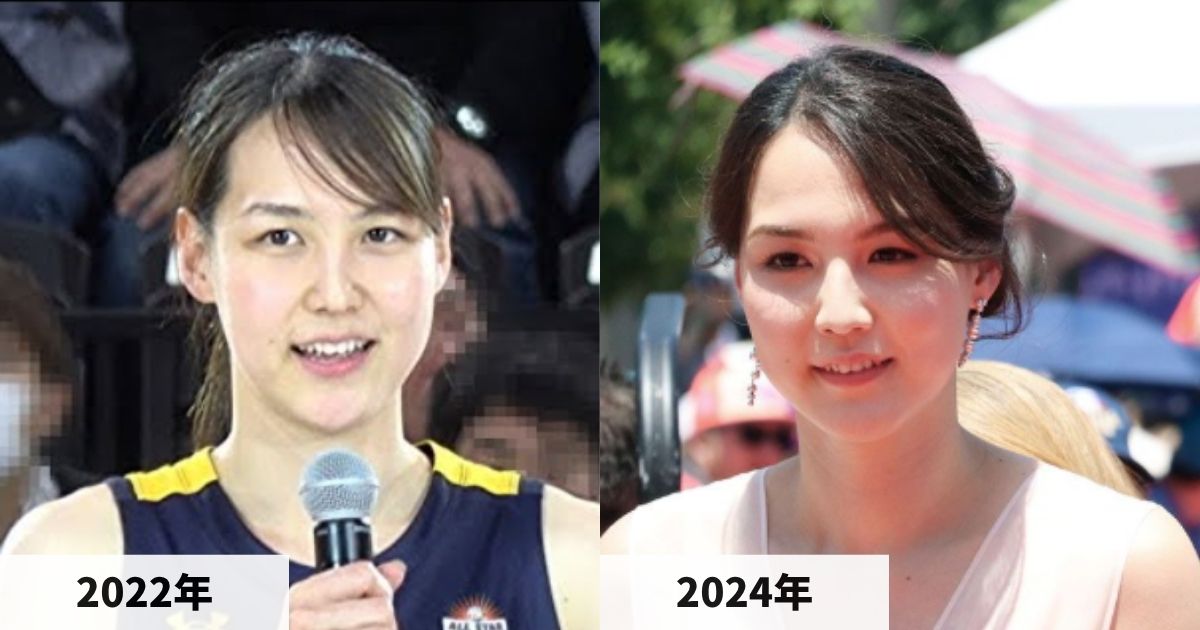 2022年と2024年の真美子夫人の顔の比較画像