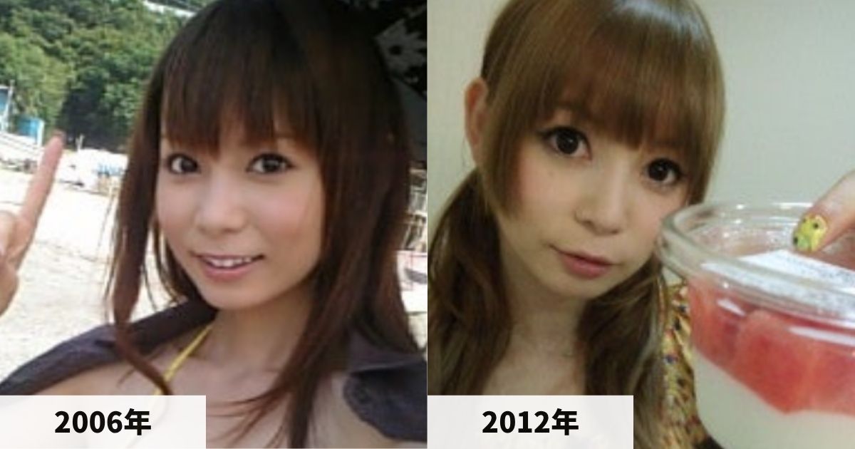 2006年と2012年の中川翔子さんの顔の比較画像