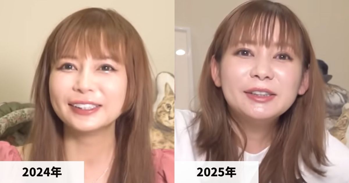 2024年と2025年の中川翔子さんの顔の比較画像