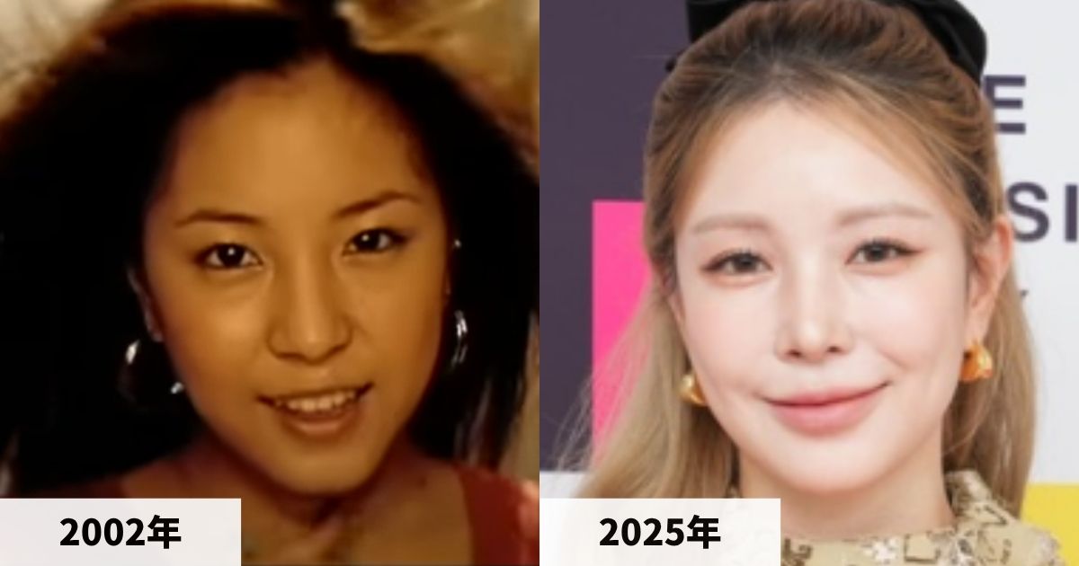 2002年と2025年のBoAの顔の比較画像