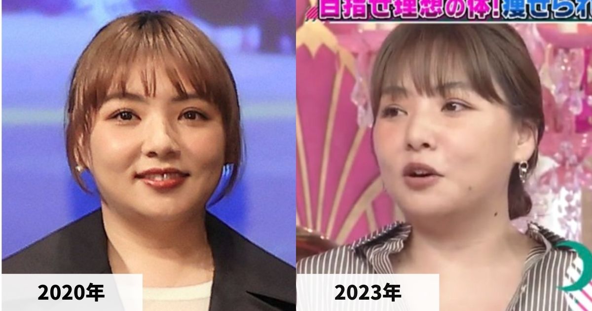 2020年と2023年の野呂佳代さんの顔の比較画像