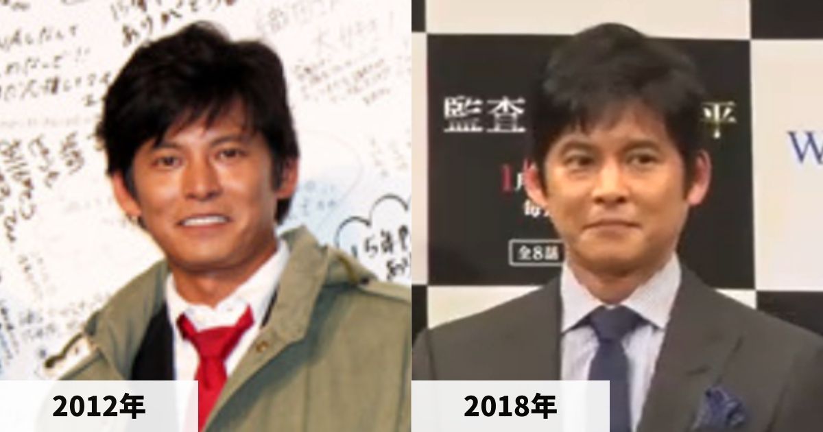 2012年と2018年の織田裕二さんの顔の比較画像