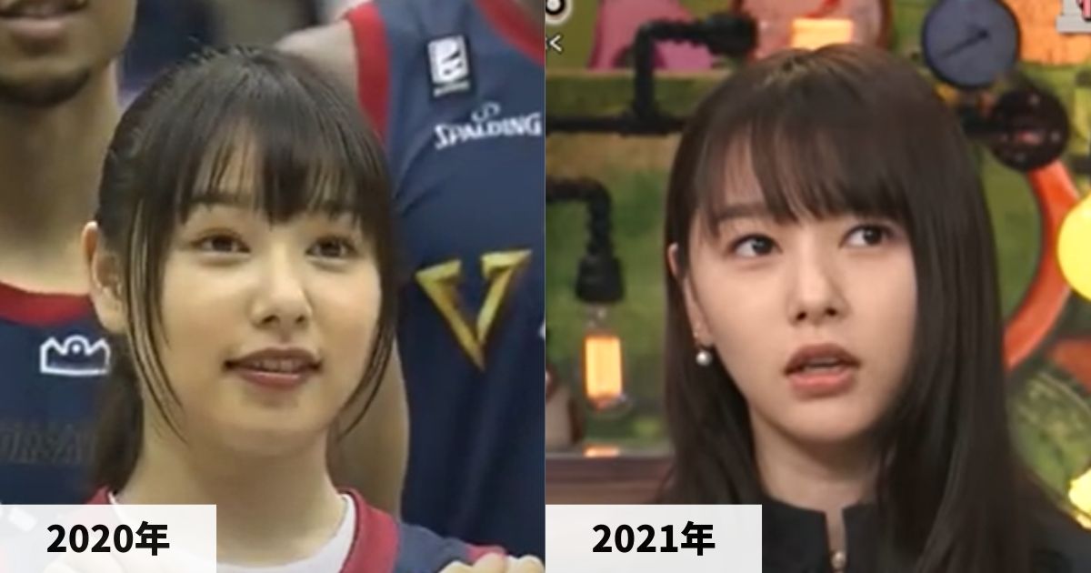 2020年と2021年の桜井日奈子さんの顔の比較画像