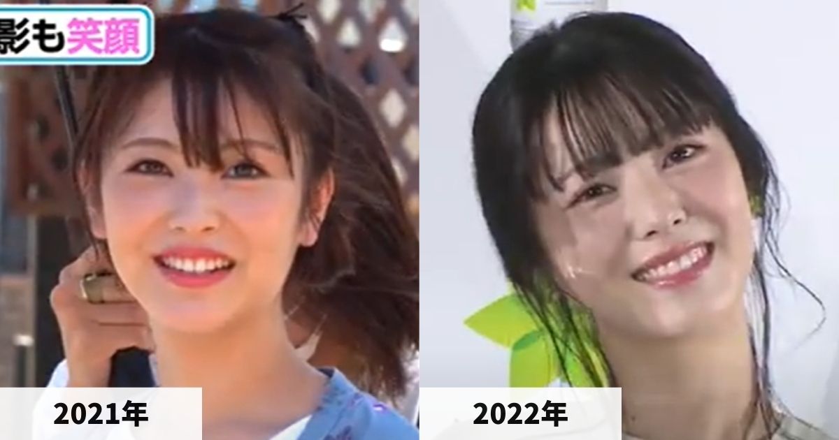 2021年と2022年の浜辺美波さんの顔の比較画像