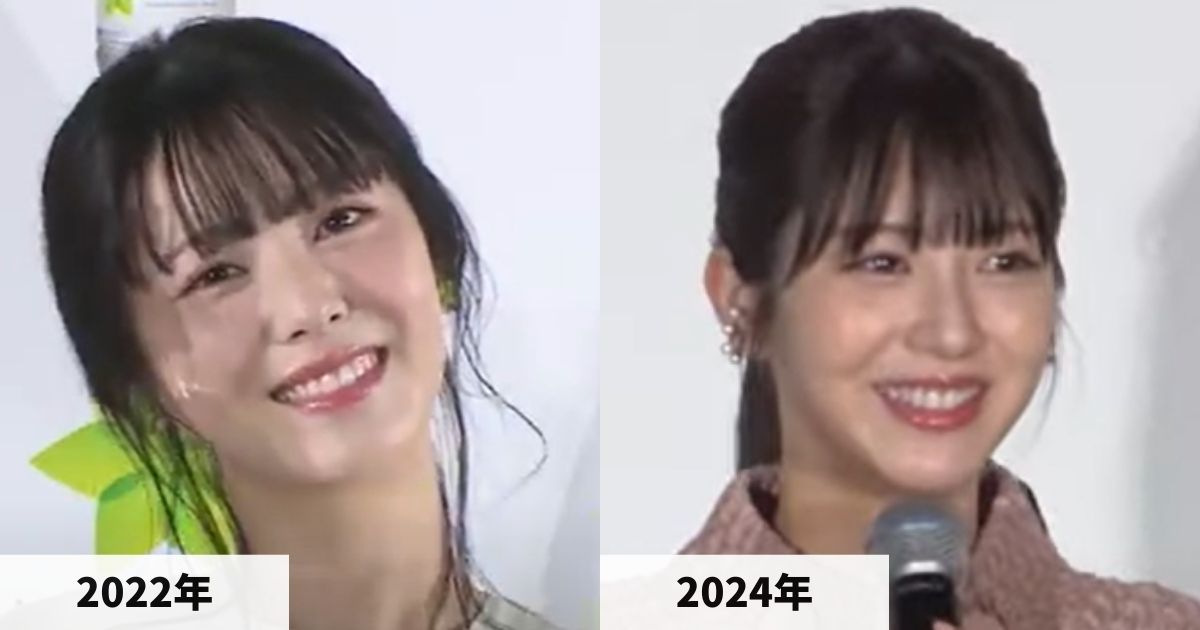 2022年と2024年の浜辺美波さんの顔の比較画像