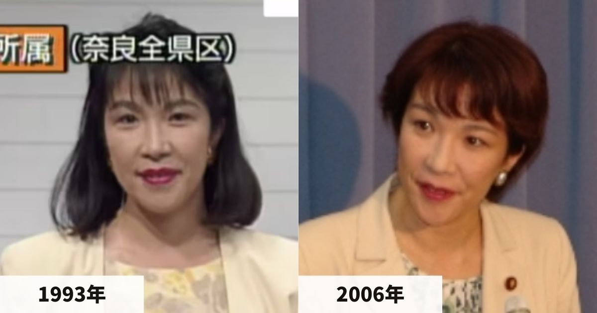1993年と2006年の高市早苗さんの顔の比較画像