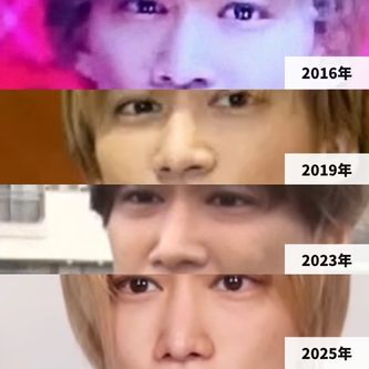 2016年・2019年・2023年・2025年の千賀健永さんの鼻の比較画像