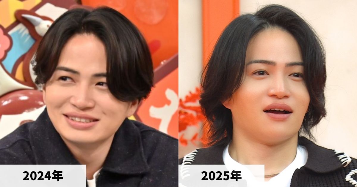2024年と2025年の菊池風磨さんの顔の比較画像