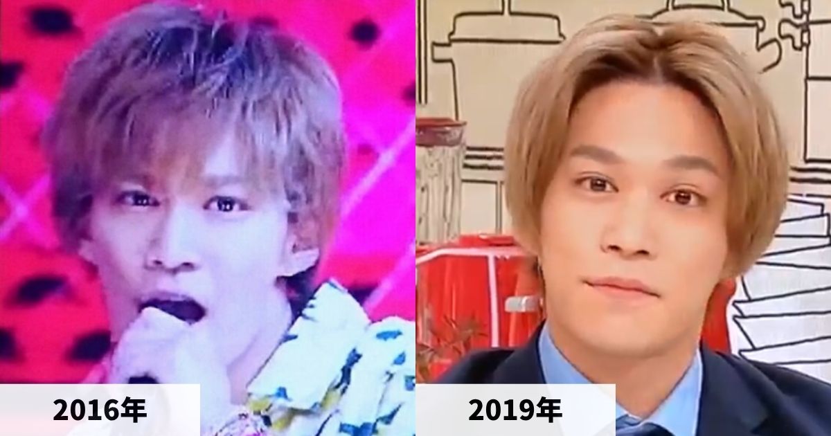 2016年と2019年の千賀健永さんの顔の比較画像