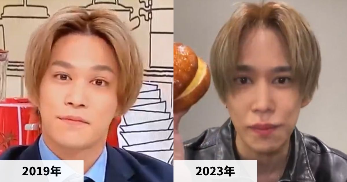 2019年と2023年の千賀健永さんの顔の比較画像