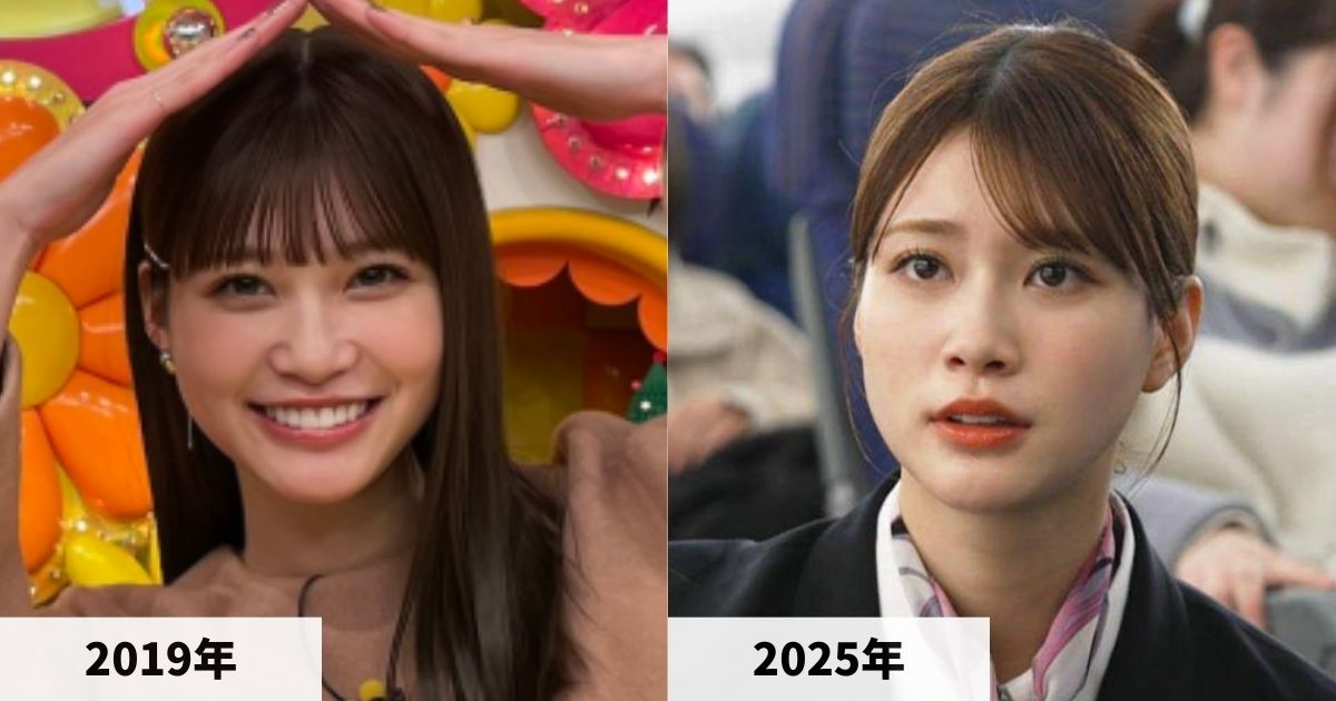 2019年と2025年のめるるの顔の比較画像