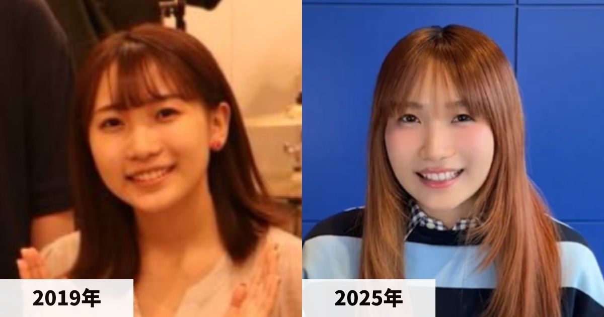 2019年と2025年の幾田りらさんの顔の比較画像