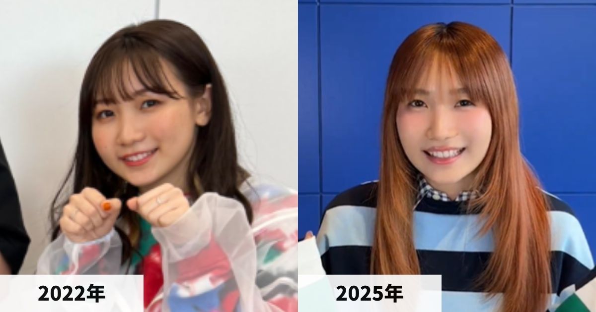 2022年と2025年の幾田りらさんの顔の比較画像