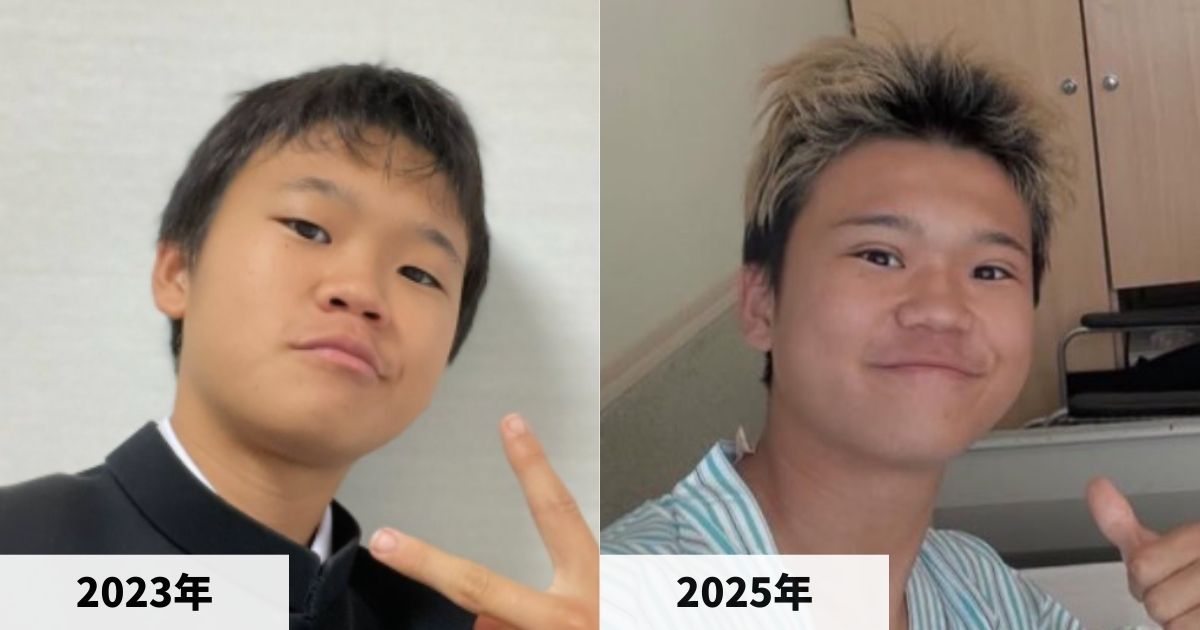 2023年と2025年のゆたぼんさんの顔の比較画像