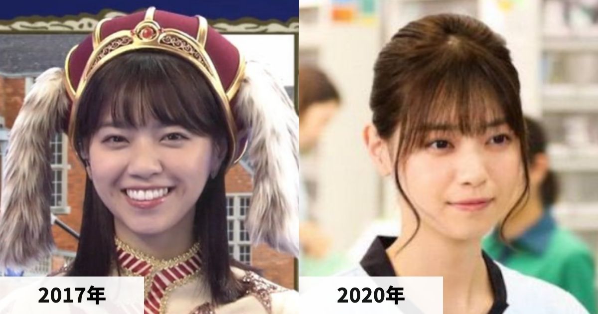 2017年と2020年の西野七瀬さんの顔の比較画像