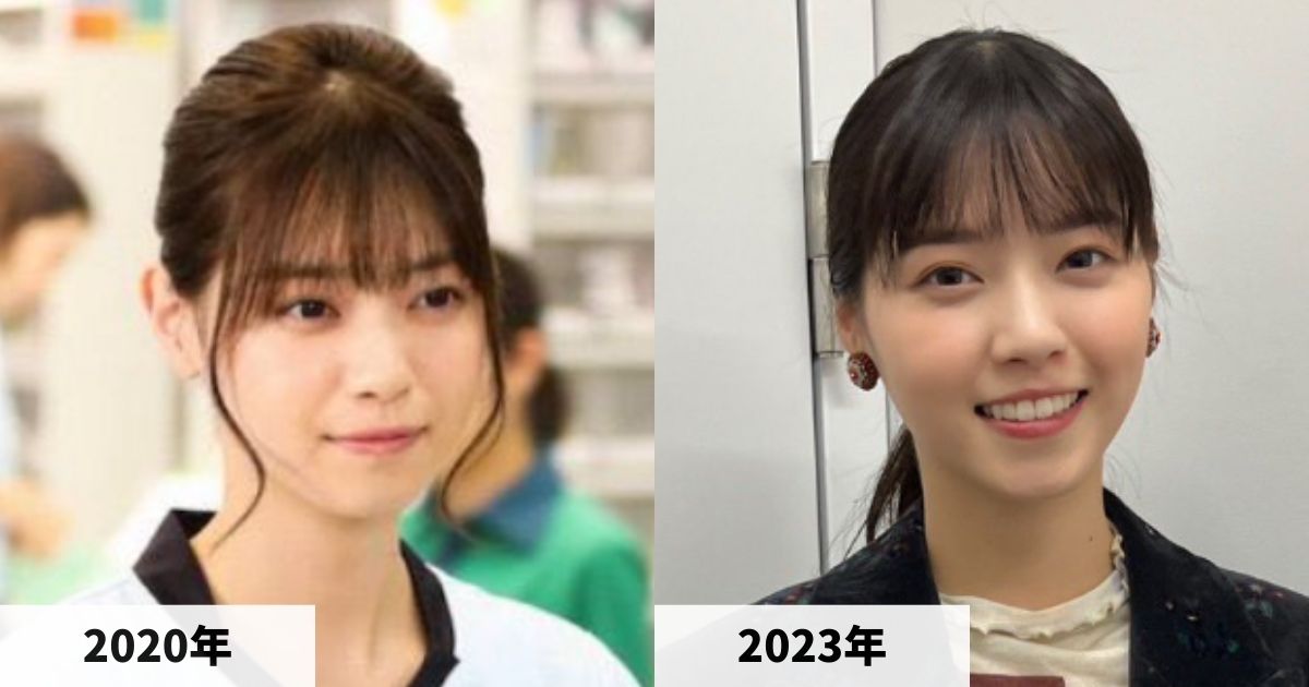 2020年と2023年の西野七瀬さんの顔の比較画像
