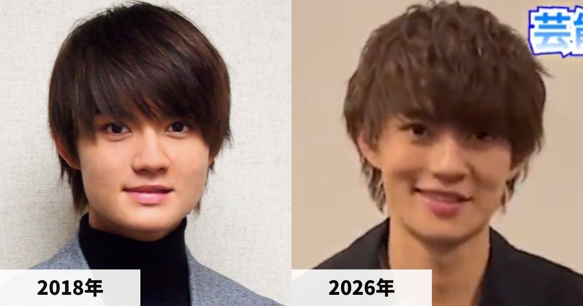 2018年と2026年の佐野勇斗さんの顔の比較画像