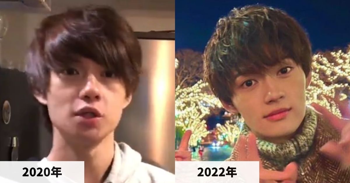 2020年と2022年の佐野勇斗さんの顔の比較画像
