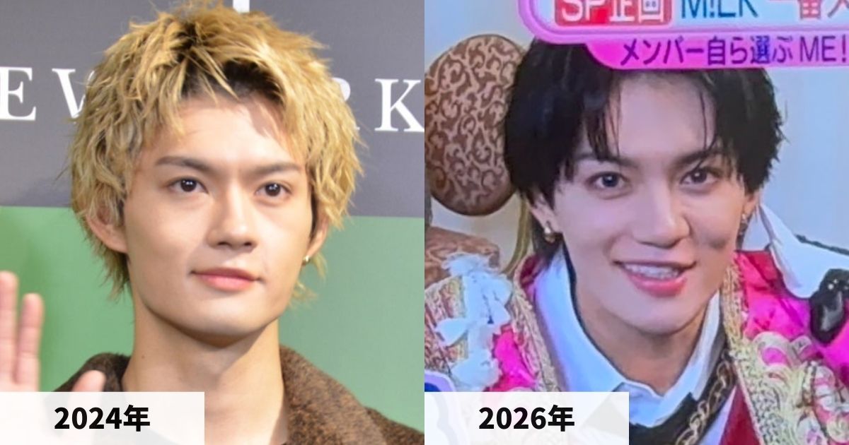 2024年と2026年の佐野勇斗さんの顔の比較画像