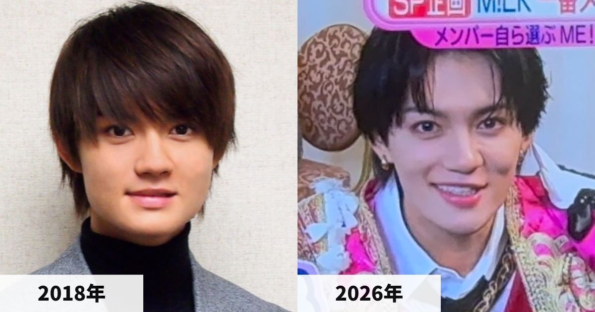 2018年と2026年の佐野勇斗さんの顔の比較画像