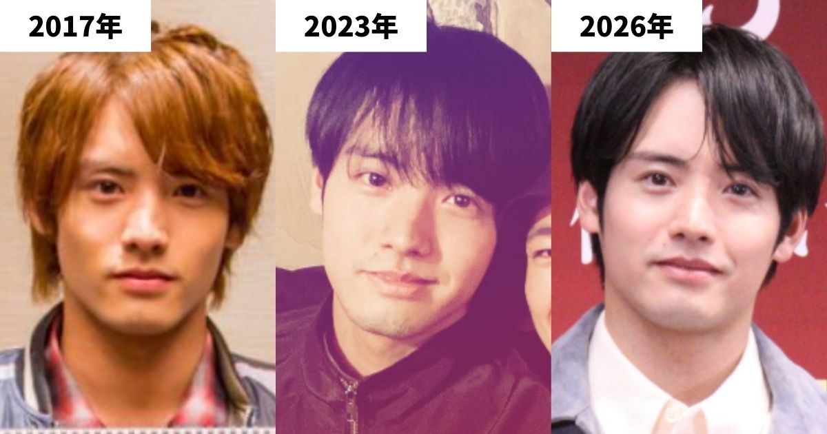 2017年・2023年・2026年の赤楚衛二さんの顔の比較画像