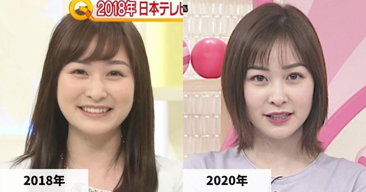 2018年と2020年の岩田絵里奈アナの顔の比較画像